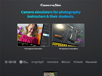 A screenshot from the Camera Sim website