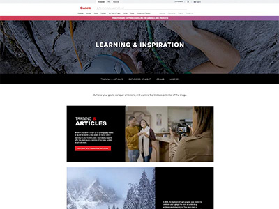 A screenshot from the Canon Digital Learning Centere website